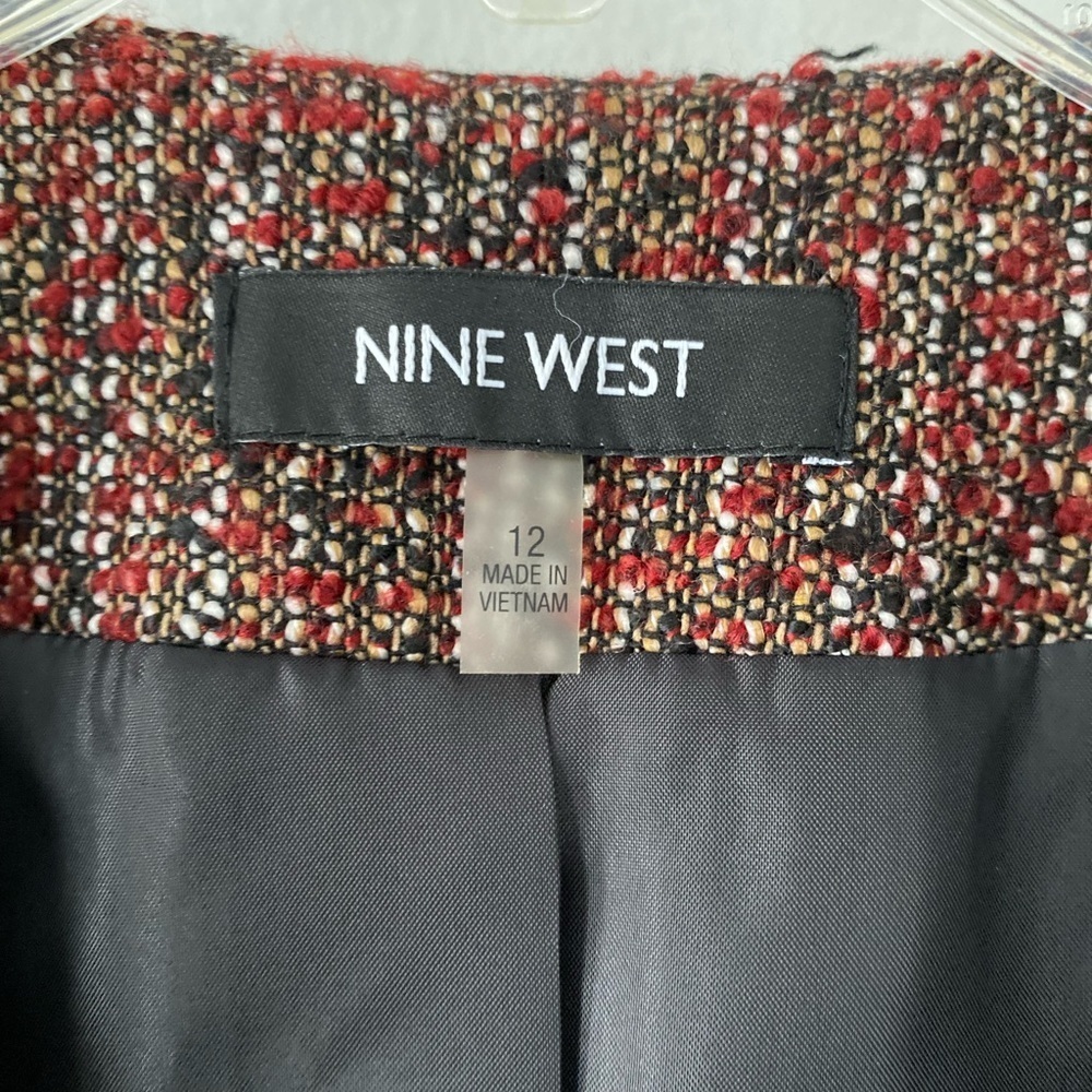 Nine West Size 12 Multicolored Full Lined Collarless Open Front Blazer - Picture 3 of 15